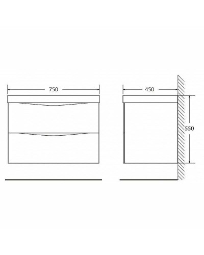 Тумба под раковину BelBagno Marino 75 MARINO-750-2C-SO-RW-P подвесная Rovere Moro