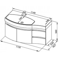 Тумба белый глянец 115 см L Aquanet Опера 00169613