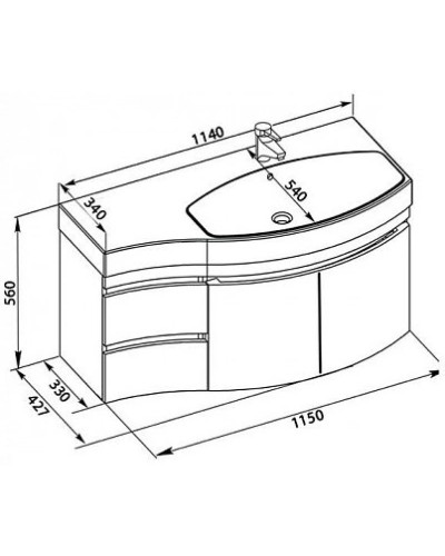 Тумба белый глянец 115 см R Aquanet Опера 00169654