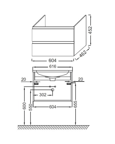 Тумба под раковину Jacob Delafon Madeleine 60 EB2052-J54 подвесная Серая матовая