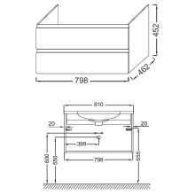 Тумба под раковину Jacob Delafon Madeleine 80 EB2053-J54 подвесная Серая матовая