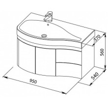 Тумба белый глянец 95 см L Aquanet Сопрано 00169631