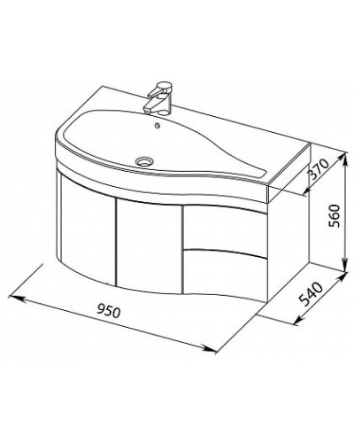 Тумба белый глянец 95 см L Aquanet Сопрано 00169631