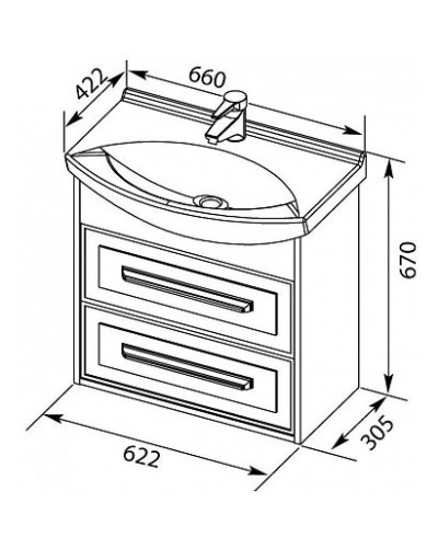 Тумба белый глянец/дуб сонома 62,2 см Aquanet Остин 00200910