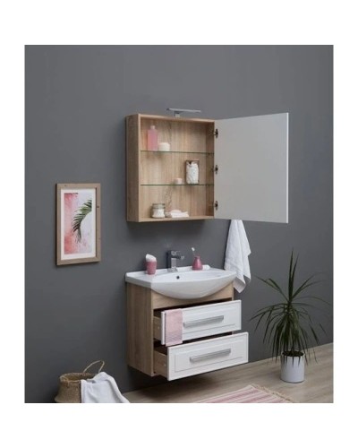 Тумба белый глянец/дуб сонома 72,5 см Aquanet Остин 00200909