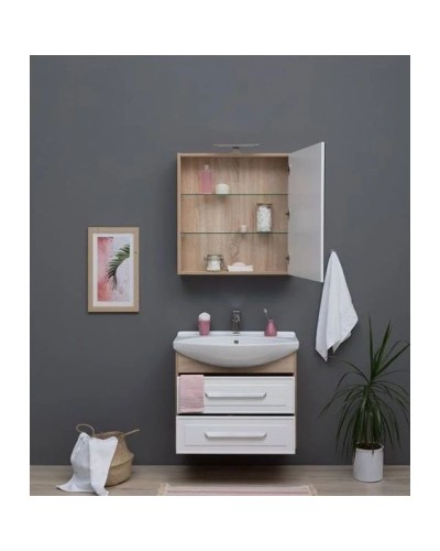 Тумба белый глянец/дуб сонома 72,5 см Aquanet Остин 00200909