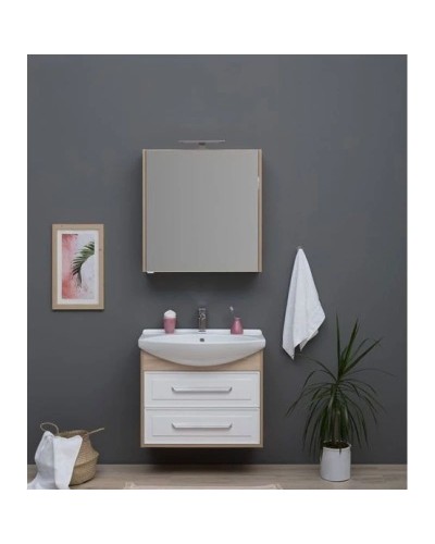 Тумба белый глянец/дуб сонома 72,5 см Aquanet Остин 00200909