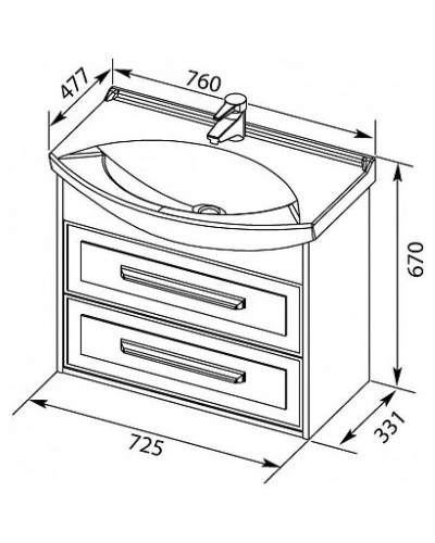 Тумба белый глянец/дуб сонома 72,5 см Aquanet Остин 00200909