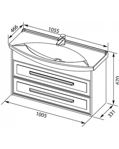 Тумба белый глянец/дуб кантербери 100,5 см Aquanet Остин 00201731