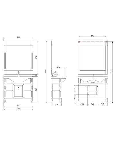 Тумба под раковину Migliore Kantri 96 26677 Бежевая