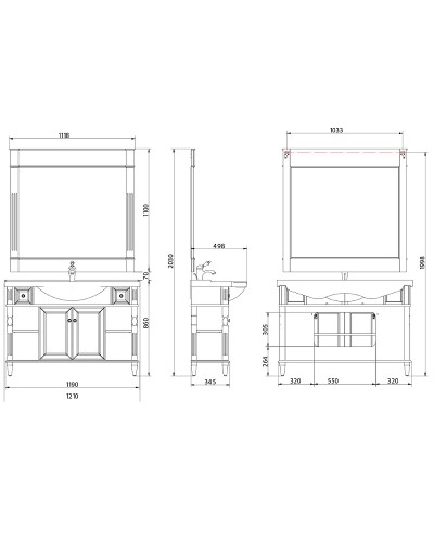 Тумба под раковину Migliore Kantri 120 26673 Бежевая