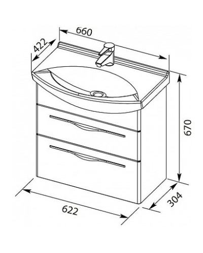 Тумба белый глянец 62,2 см Aquanet Ирвин 00203969