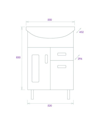 Тумба под раковину Onika Кристалл 55.182 105551 Белая