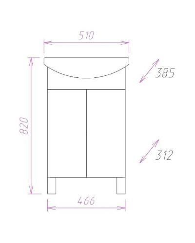 Тумба под раковину Onika Лига 50.11 105030 Белая