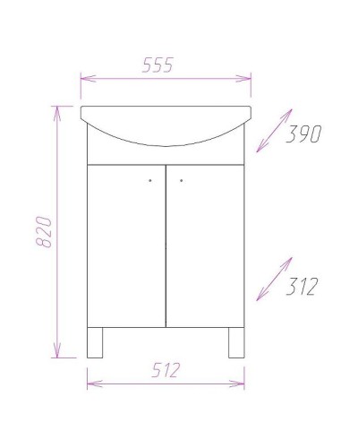 Тумба под раковину Onika Лига 55.11 105554 Белая