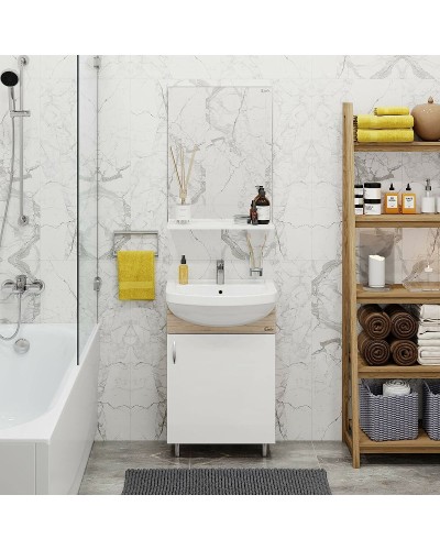 Тумба под раковину Onika Эко 52.10 105207 Белая Дуб сонома