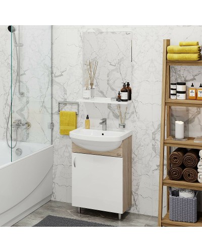 Тумба под раковину Onika Эко 52.10 105207 Белая Дуб сонома