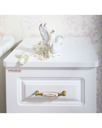 Тумба Бриклаер Анна 32 R 4627125411472 с бельевой корзиной Белая глянцевая