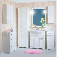 Тумба Бриклаер Анна 32 R 4627125411472 с бельевой корзиной Белая глянцевая