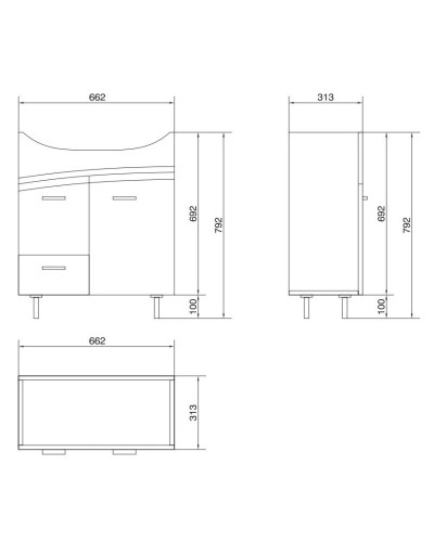Тумба белый глянец 66,2 см Cersanit Erica New SU-ERN-ERI70