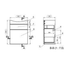 Тумба белый/ясень 50 см Cersanit Smart SU-SMA-CA55/Wh
