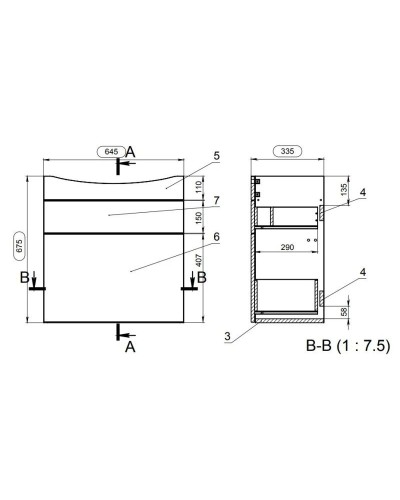 Тумба белый/ясень 64,5 см Cersanit Smart SU-SMA-CA70/Wh