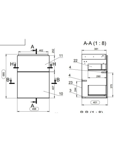 Тумба серый/ясень 49,8 см Cersanit Smart SU-SMA-CO50/Gr