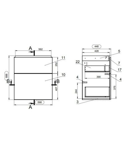 Тумба серый/ясень 59,8 см Cersanit Smart SU-SMA-CO60/Gr