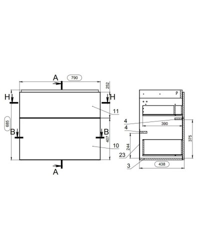 Тумба серый/ясень 79 см Cersanit Smart SU-SMA-CO80/Gr