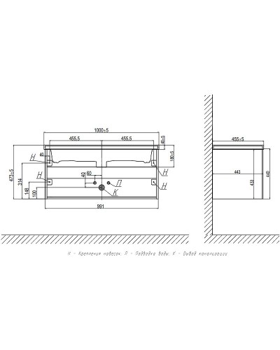 Тумба под раковину Velvex Klaufs 100 tpKLA.100.1Y.NEW-616.216 подвесная Белая