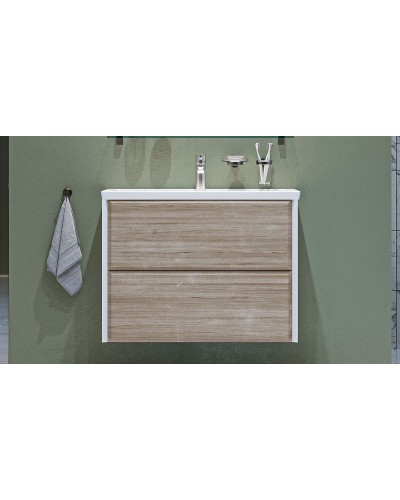 Тумба под раковину Velvex Gesso 80 tpGES.80.2Y-25.21 подвесная Белая Дуб сонома
