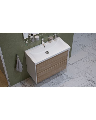 Тумба под раковину Velvex Gesso 80 tpGES.80.2Y-25.21 подвесная Белая Дуб сонома