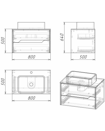 Тумба под раковину Grossman Лайф 80 108015 подвесная Винтажное дерево темное Графит