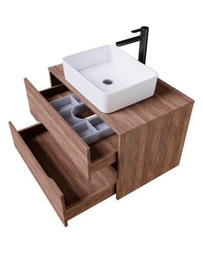 Тумба под раковину Grossman Лайф 80 108015 подвесная Винтажное дерево темное Графит