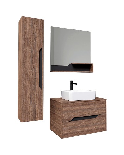 Тумба под раковину Grossman Лайф 80 108015 подвесная Винтажное дерево темное Графит