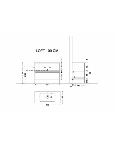 Тумба Boheme Armadi Art Loft 100 894-100-A подвесная Антрацит