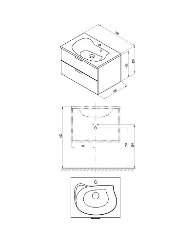 Тумба под раковину Ravak Rosa II 76 X000001495 подвесная Белая глянцевая