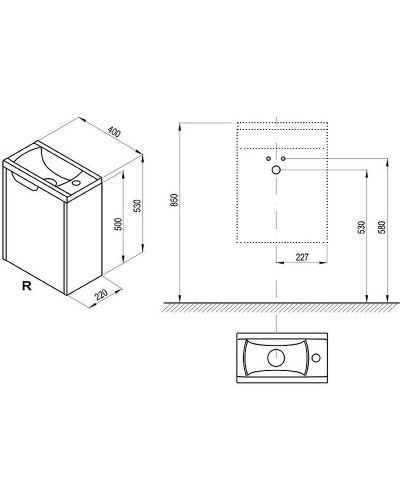 Тумба под раковину Ravak SD Classic 40 R X000001486 подвесная Белая глянцевая
