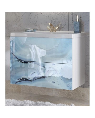 Тумба голубой мрамор/белый глянец 78,8 см Marka One Lacio У72818