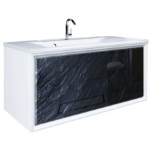 Тумба черный дикий камень/белый глянец 89 см Marka One Seattle У72809