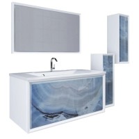 Тумба голубой мрамор/белый глянец 89 см Marka One Seattle У72808