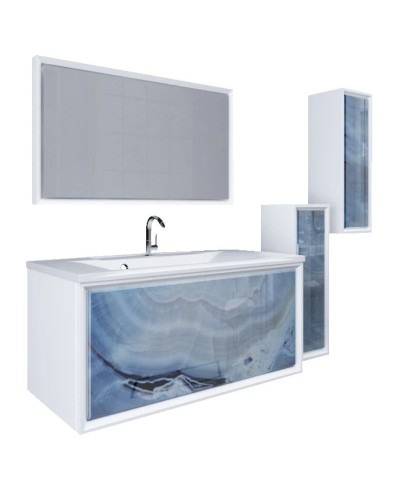 Тумба голубой мрамор/белый глянец 89 см Marka One Seattle У72808