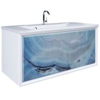 Тумба голубой мрамор/белый глянец 89 см Marka One Seattle У72808