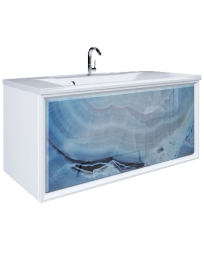 Тумба голубой мрамор/белый глянец 89 см Marka One Seattle У72808