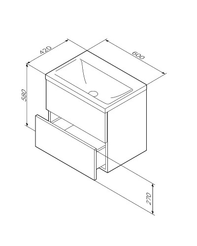 Тумба под раковину AM.PM Gem 60 M90FHX06022BM подвесная Черная матовая