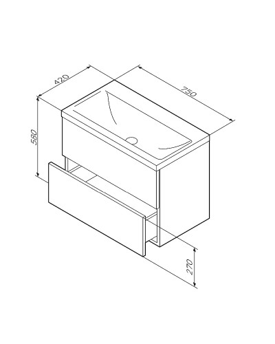 Тумба под раковину AM.PM Gem 75 M90FHX07522BM подвесная Черная матовая