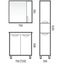 Тумба белый глянец/бетон 72 см Corozo Чикаго SD-00000363