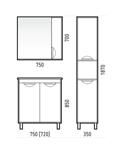 Тумба белый глянец/бетон 72 см Corozo Чикаго SD-00000363