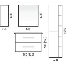 Тумба белый глянец/дуб сонома 82 см Corozo Гольф SD-00000313