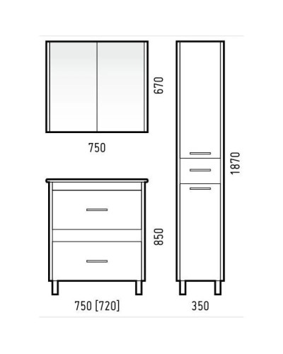 Тумба белый глянец/лайн 72 см Corozo Верона SD-00000348